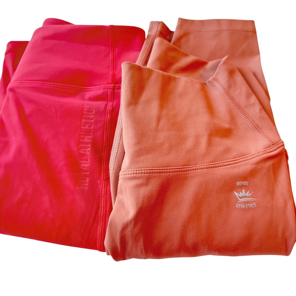 Royal Athletics Leggings Lot 2 Women Small Red Rust High Rise 24" Inseam